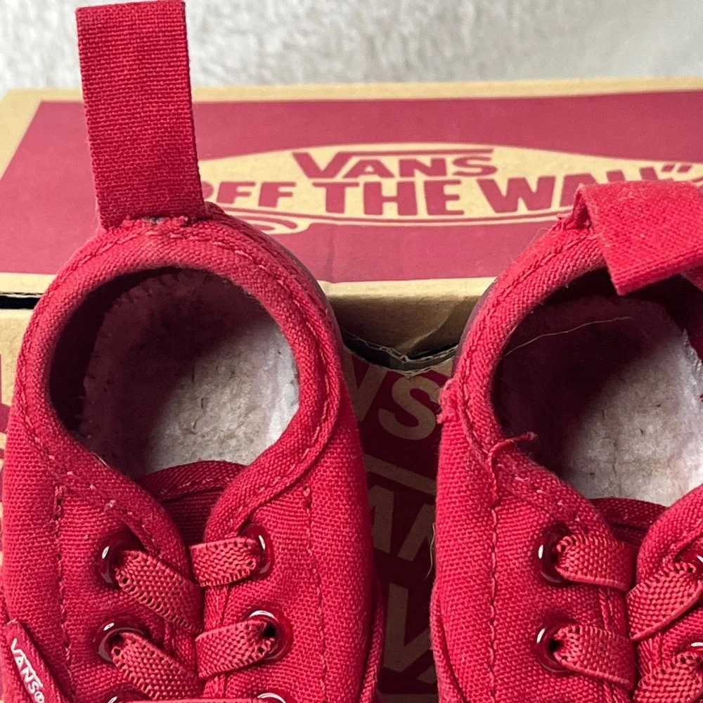 Vans Toddler Authentic Red Canvas Lace Up Sneakers Shoes Size 3 Toddler